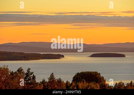 Blick auf den See Siljan vom Tällberg Stockfoto