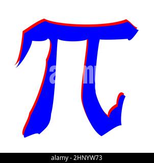 Das mathematische Symbol für die Konstante Pi auf weißem Hintergrund Stockfoto