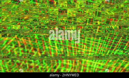 Glitch, Pixelrauschen auf dem Bildschirm, computergeneriert. Schlechtes Signal. Videoschaden. 3d-Rendering eines digitalen Hintergrunds Stockfoto