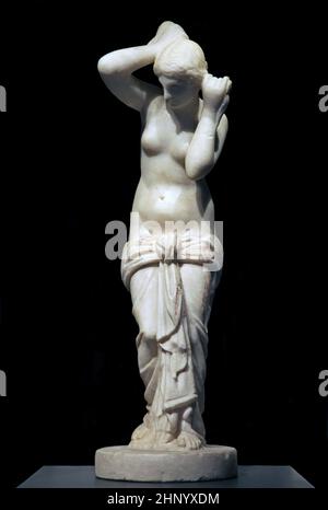 Venus Anadyomene.römische Marmorstatue aus dem Tempel von Isis Pompeji (62-79 n. Chr.) Stockfoto