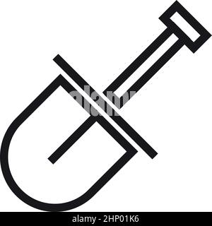 Schaufelsymbol. Kleiner Griff Gartenwerkzeug im linearen Stil Stock Vektor