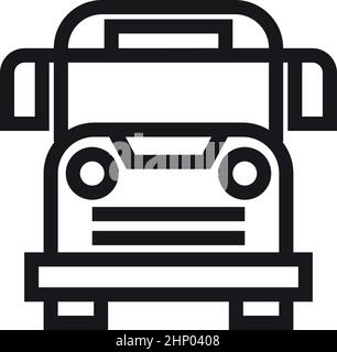 Bussymbol. Vorderansicht des öffentlichen Nahverkehrs im linearen Stil Stock Vektor