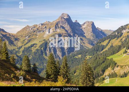 Idyllische Landschaft rund um einen See namens Koerbersee in der Nähe des Dorfes Schroecken in Österreich Stockfoto