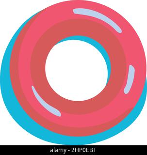 Rote runde Luftmatratze semi flach Farbe Vektor Objekt Stock Vektor