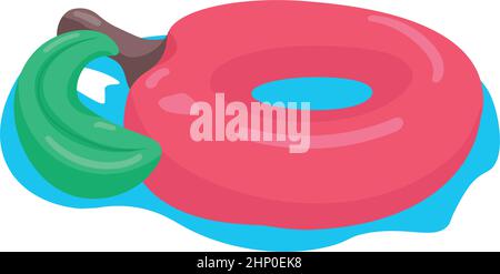 Kirschförmige Luftmatratze halb flach Farbe Vektor Objekt Stock Vektor