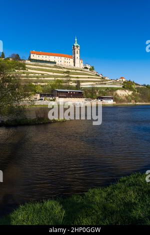 Schloss Melnik über dem Zusammenfluss von Elbe und Moldau, Mittelböhmen, Tschechische Republik Stockfoto