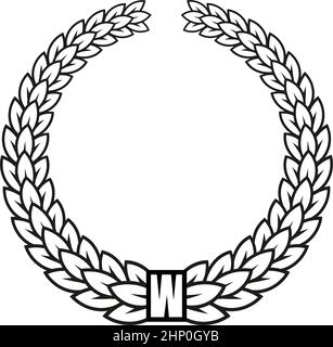 Lorbeerkranz. Schwarze Umrissblätter. Badge-Vorlage Stock Vektor