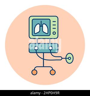 ICU Ventilator isoliertes Vektor-Symbol, medizinische Therapie für Lungenbeatmung. Intensivpflege für COVID-19. Medizinisches Schild. Coronavirus Stockfoto