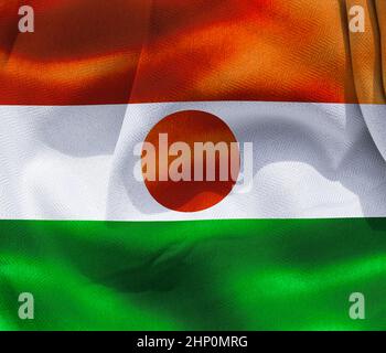 Niger Flagge - realistische wehende Stoffflagge Stockfoto