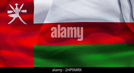 Oman Flagge - realistische wehende Stoff Flagge Stockfoto