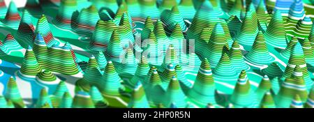 Farbenfrohe Linien und abstrakte Formen Design. Abstraktes Backgroud.3D Illustration. Stockfoto