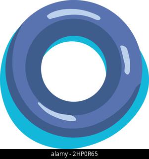 Blaue runde Luftmatratze semi flach Farbe Vektor Objekt Stock Vektor