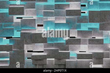 Squar und Blöcke Design. Abstraktes Bild der Würfel Hintergrund.3D Illustration Stockfoto