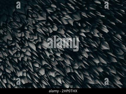3D Abbildung des schwarzen texturierten Oberflächenhintergrunds. Schwarzer abstrakter Hintergrund. Stockfoto
