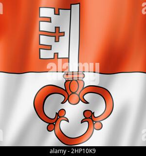 Obwalden Canton - State - flag, Schweiz winkende Banner Kollektion. 3D Abbildung Stockfoto