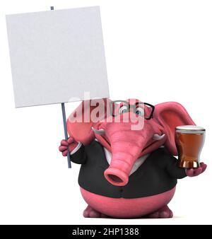 Pink Elephant - 3D-Darstellung Stockfoto