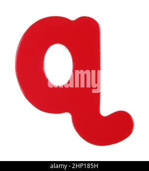 Ein kleiner q-Magnetbuchstabe auf Weiß mit Beschneidungspfad Stockfoto