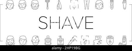Shave Treat Accessory Collection Icons Set Vector . Stock Vektor