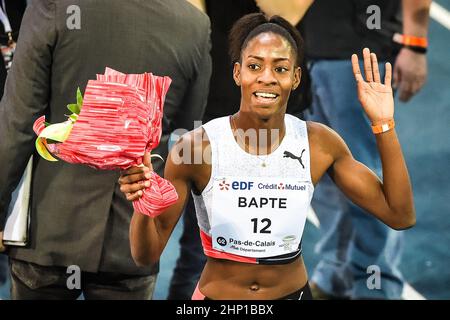 Lievin, Frankreich. 17th. Februar 2022. Laeticia BAPTE aus Frankreich feiert seinen Sieg bei der Leichtathletik-Hallenwelttour, Treffen mit Hauts-de France Pas de Calais am 17. Februar 2022 in der Arena Stade Couvert in Lievin, Frankreich - Foto: Matthieu Mirville/DPPI/LiveMedia Kredit: Unabhängige Fotoagentur/Alamy Live News Stockfoto