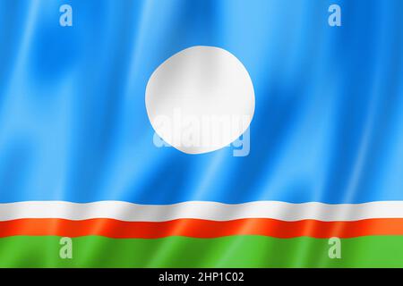 Staat Sacha - Republik - Flagge, Russland winkende Banner Sammlung. 3D Abbildung Stockfoto