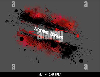 Hintergrund mit Blots. Rahmen für Text . rot, grau und schwarz . Vektorgrafik Stock Vektor