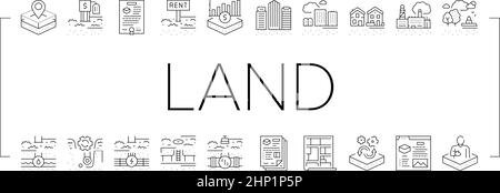 Land Property Business Collection Icons Set Vektor . Stock Vektor