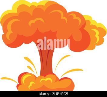 Nukleare Explosion Cartoon-Effekt. Atombombe Rauchwolke isoliert auf weißem Hintergrund Stock Vektor