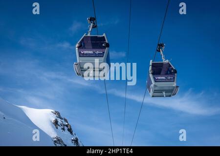 Méribel Skilifte auf Mt Vallon Stockfoto