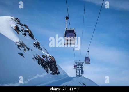 Méribel Skilifte auf Mt Vallon Stockfoto