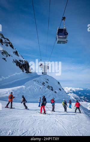 Méribel Skilifte auf Mt Vallon Stockfoto