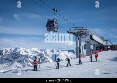 Méribel Skilifte auf Mt Vallon Stockfoto