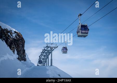 Méribel Skilifte auf Mt Vallon Stockfoto