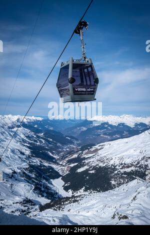 Méribel Skilifte auf Mt Vallon Stockfoto