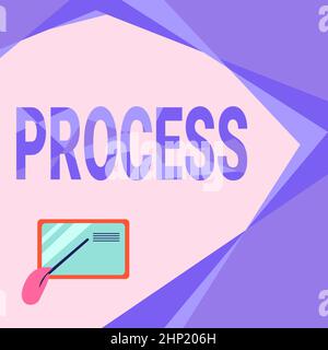 Schilderdarstellung, Konzeptfoto Standardverfahren für den Umgang mit einem bestimmten Job Regelsystem Kartenzeichnung mit dem Hand-Pointing-Stick bei SMA Stockfoto