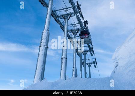 Méribel Skilifte auf Mt Vallon Stockfoto