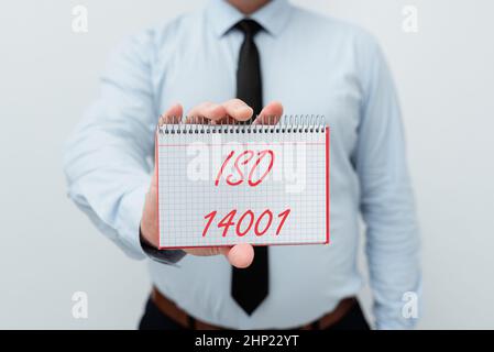 Konzeptdarstellung ISO 14001, Geschäftskonzept eine Reihe von Standards im Zusammenhang mit Umweltmanagement präsentiert neue Pläne und Ideen demonstrieren Stockfoto