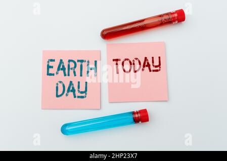 Inspiration zeigt Zeichen Earth Day, Word for Worldwide Celebration of ecology Umweltschutz Verbreitung Virus Awareness Message, Vorbereitung in Stockfoto