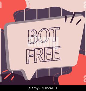 Konzeptionelle Anzeige bot Free, Business Overview ein Computerprogramm, das automatisch funktioniert Internet-Roboter Illustration von leeren Big Chat Box für Wait Stockfoto