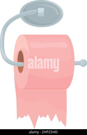 Hängendes Toilettenpapier. Weichteilrolle auf Halter isoliert auf weißem Hintergrund Stock Vektor