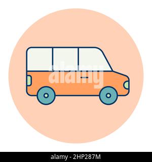 Flughafen-Shuttle-Minivan, Shuttle-Bus-Vektor isoliert Symbol. Graph-Symbol für Reise- und Tourismus-Website und Apps Design, Logo, App, UI Stockfoto