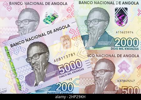Angolan Money - Kwanza ein geschäftlicher Hintergrund Stockfoto