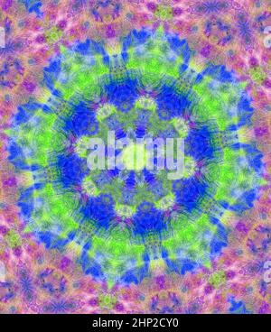 Handbemalter Aquarellhintergrund Mit Kaleidoskop Filter Verarbeitet Stockfoto