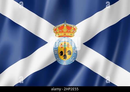 Santa Cruz de Teneriffa Provinzflagge, Spanien winkende Bannersammlung. 3D Abbildung Stockfoto