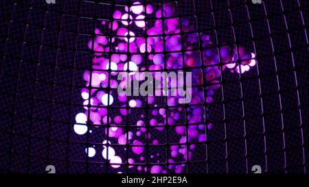 Neon Blasen leuchten in der Dunkelheit 4K UHD 3D Illustration Stockfoto