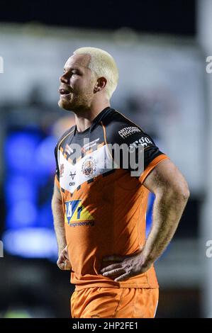 Warrington, England - 17. Februar 2022 - Cheyse Blair von Castleford Tigers während der Rugby League Betfred Super League Runde 2 Warrington Wolves vs Castleford Tigers im Halliwell Jones Stadium, Warrington, Großbritannien Dean Williams Stockfoto