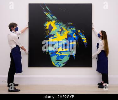 Sotheby’s, London, Großbritannien. 18. Februar 2022. Meisterwerke aus der Sammlung Macklowe. Nach der historischen $676,1-Millionen-Auktion mit Werken aus derselben Sammlung im Jahr 2021 enthüllt Sotheby’s die nächste Tranche von 29 Meisterwerken aus der wertvollsten Sammlung moderner und zeitgenössischer Kunst, die jemals auf dem Markt erschienen ist und im Frühjahr in Sotheby’s New York versteigert wird. Bild: Eines von Andy Warhols Last Self-Portraits, 1986, Schätzung: -15 Millionen. Quelle: Malcolm Park/Alamy Live News. Stockfoto