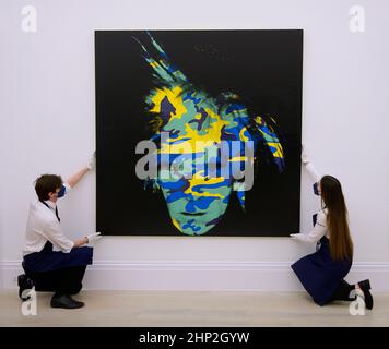 Sotheby’s, London, Großbritannien. 18. Februar 2022. Meisterwerke aus der Sammlung Macklowe. Nach der historischen $676,1-Millionen-Auktion mit Werken aus derselben Sammlung im Jahr 2021 enthüllt Sotheby’s die nächste Tranche von 29 Meisterwerken aus der wertvollsten Sammlung moderner und zeitgenössischer Kunst, die jemals auf dem Markt erschienen ist und im Frühjahr in Sotheby’s New York versteigert wird. Bild: Eines von Andy Warhols Last Self-Portraits, 1986, Schätzung: -15 Millionen. Quelle: Malcolm Park/Alamy Live News. Stockfoto