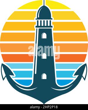 Leuchtturm Anker Konzept Vektor Symbol Illustration Design Stock Vektor