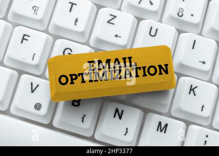 Sign Display Email Optimization, Business Idea Maximieren Sie die Effektivität der Marketingkampagne Typing Employment Agreement Sample, Transcribin Stockfoto