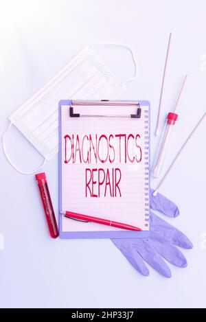 Inspiration zeigt Zeichen Diagnose Reparatur, Geschäftskonzept Ein Programm oder eine Routine, die einem Benutzer hilft, Fehler beim Schreiben wichtiger medizinischer Hinweise zu erkennen Stockfoto